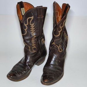 NOCONA Brown Leather Vintage Cowboy Boots Mens Size 8-1/2 D Style 9117C USA